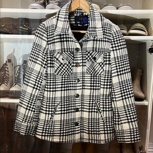 Source Unknown Black and White Plaid Utility Jacket